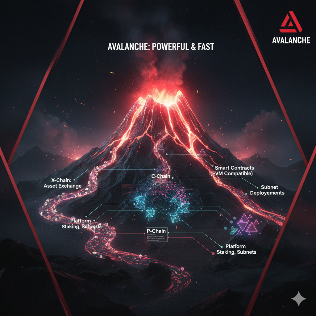 Avalanche AVAX blockchain with subnet architecture and fast finality