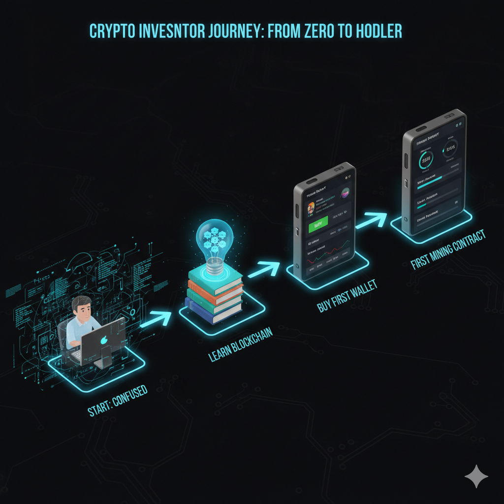 Crypto beginner guide starting point with rocket launch