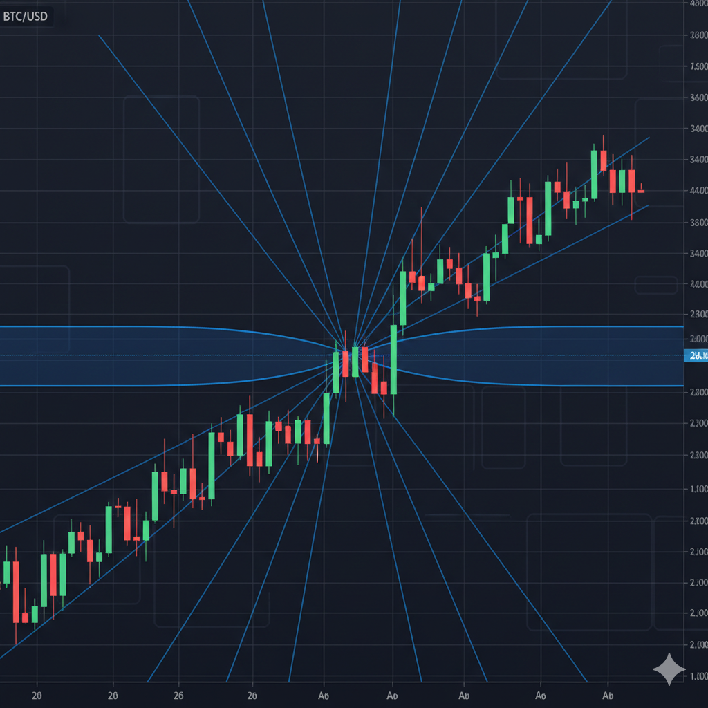 Bollinger Bands indicator squeezing then expanding on crypto chart