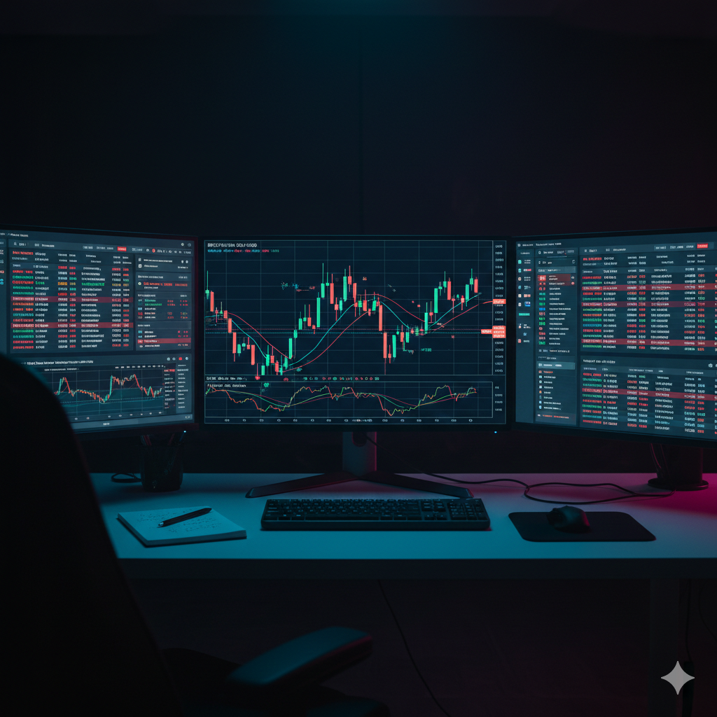 Bitcoin price chart with technical analysis indicators