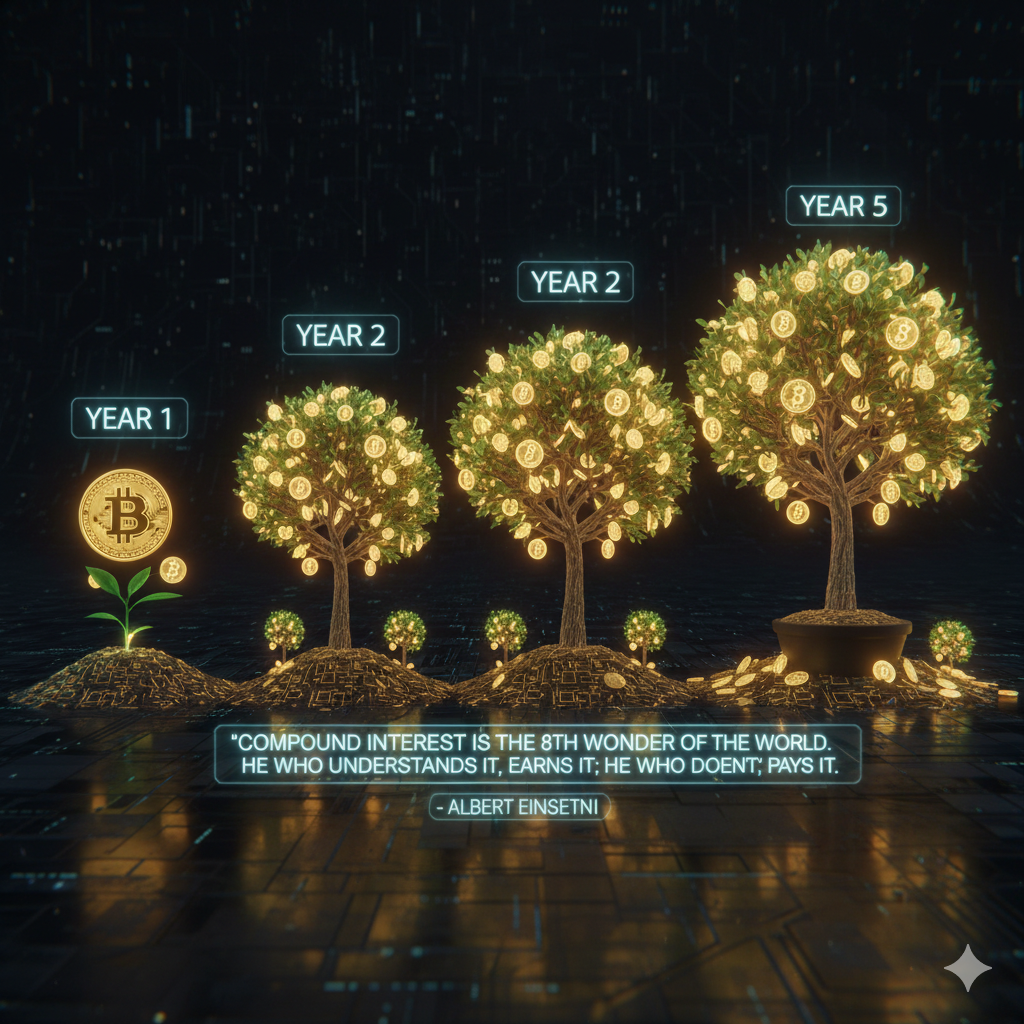 Cryptocurrency compound interest growth over time chart