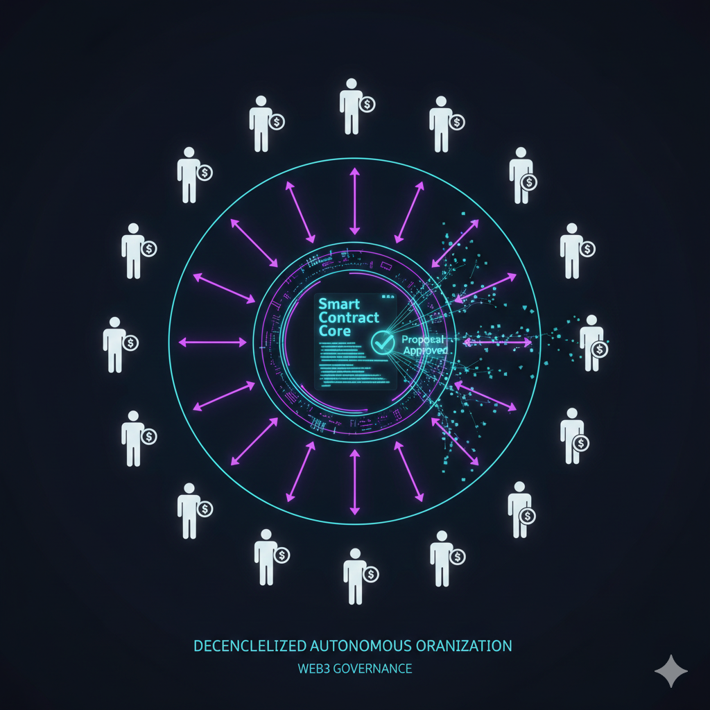DAO governance with token holders voting on blockchain