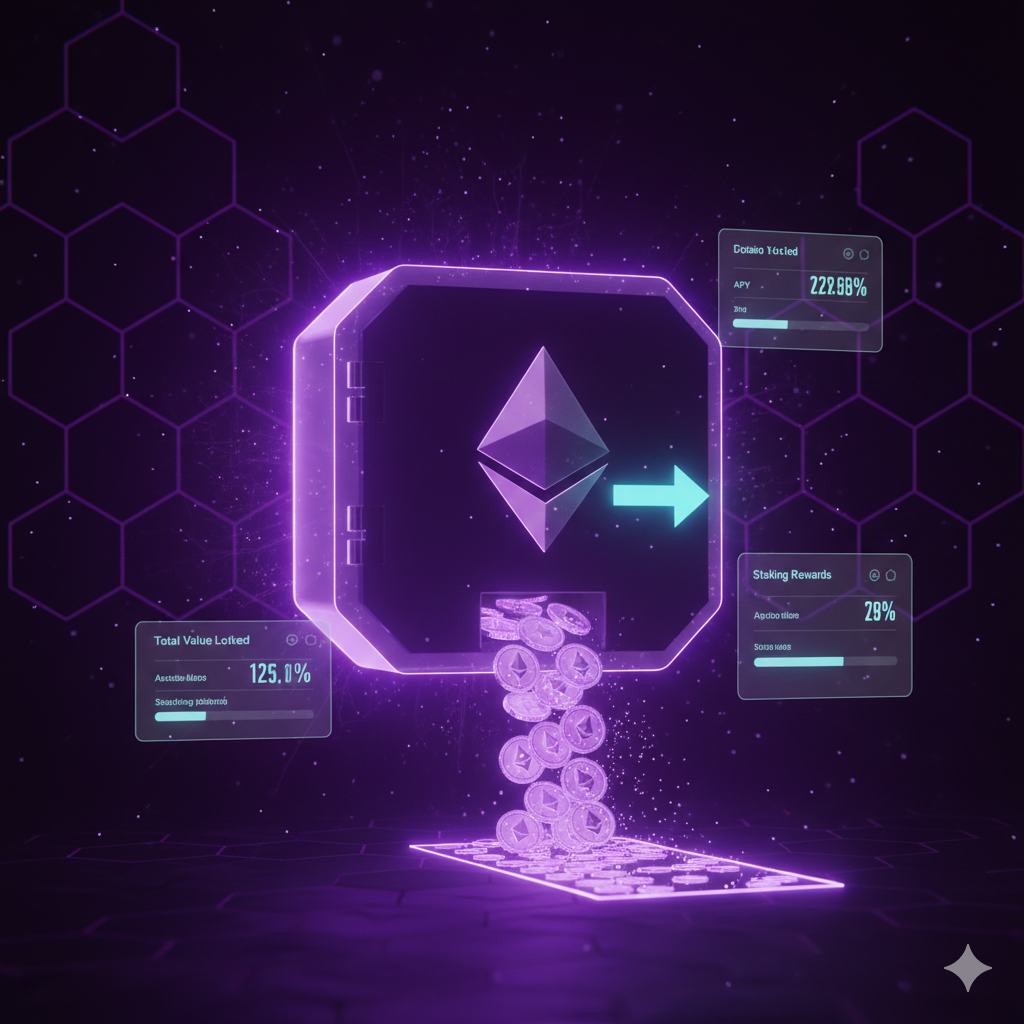 Ethereum staking vault with growing ETH rewards