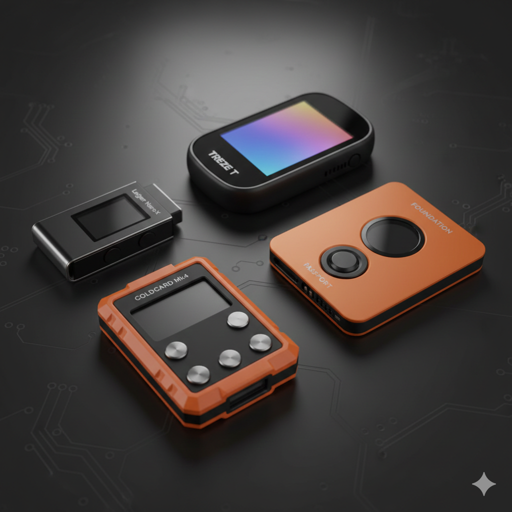 Ledger Nano X and Trezor hardware wallets for crypto cold storage