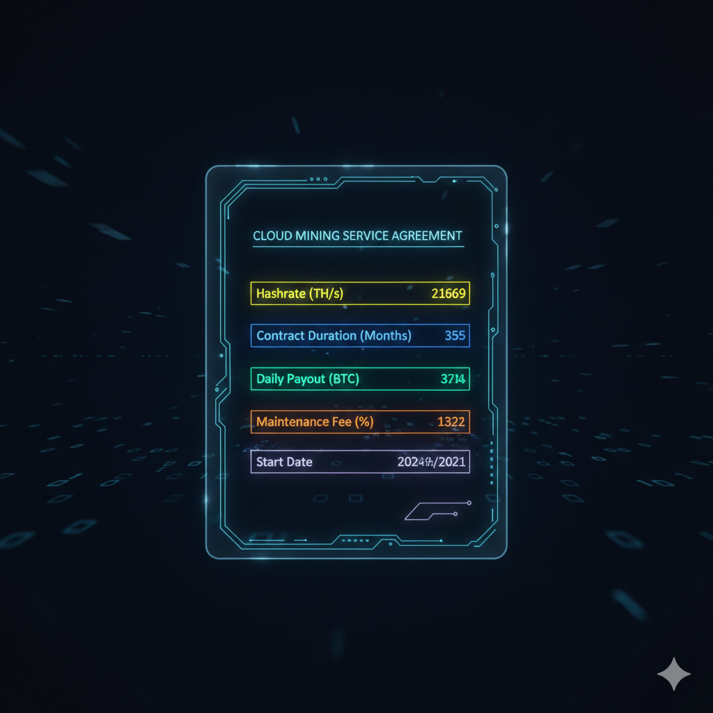 Mining contract document with hashrate and daily payout terms