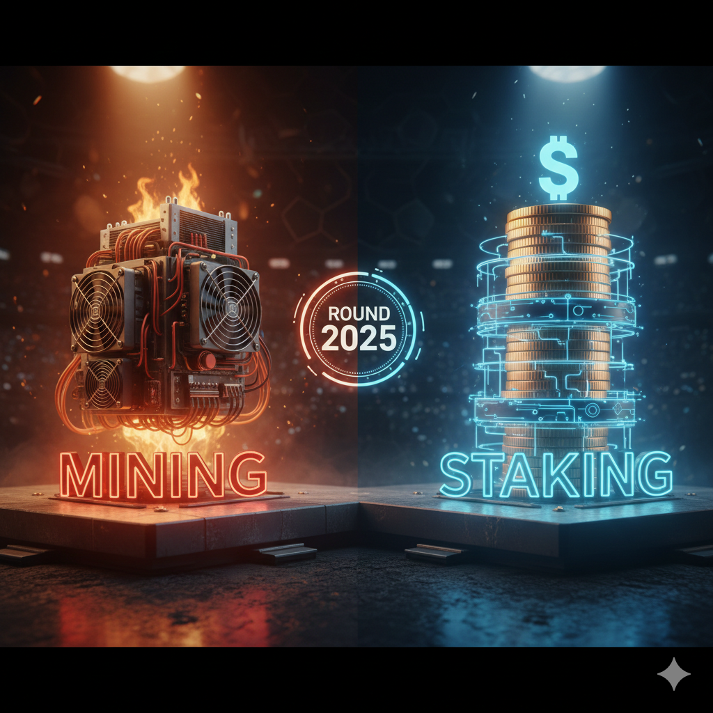 Mining rig versus staking coins comparison for crypto earnings