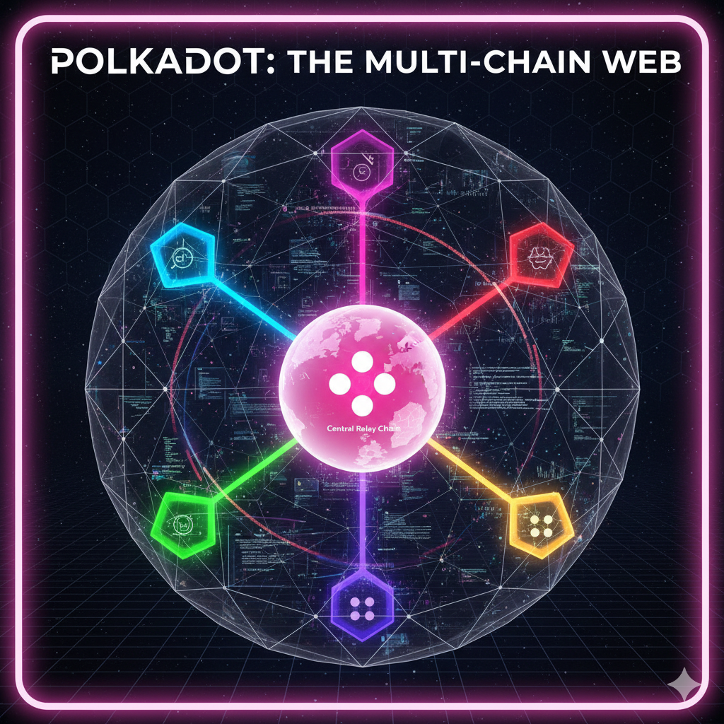Polkadot DOT multi-chain network with relay chain and parachains