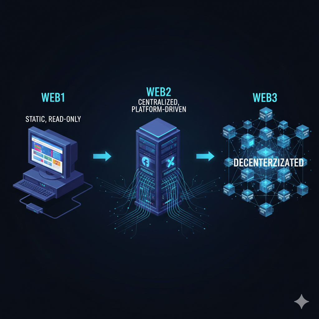 Web3 internet with decentralized nodes and user data ownership